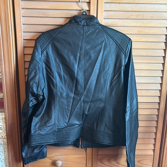 Apt 9 Black Faux Leather Jacket Fitted Silhouette XL - Picture 3 of 4